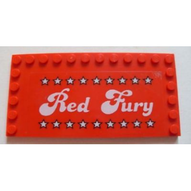 red tile modified 6 x 12 with studs on edges with white red fury and stars pattern sticker - set 5533