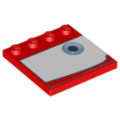 red tile modified 4 x 4 with studs on edge with eye on white background pattern model left side