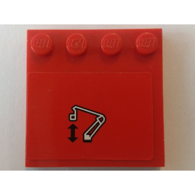 red tile modified 4 x 4 with studs on edge with crane vertical movement pattern sticker - set 8289