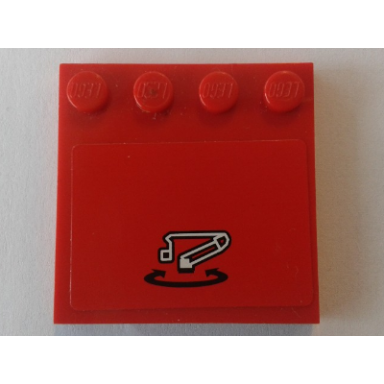red tile modified 4 x 4 with studs on edge with crane rotating movement pattern sticker - set 8289