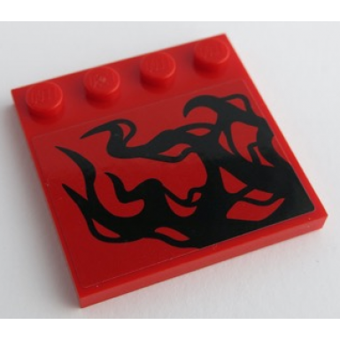 red tile modified 4 x 4 with studs on edge with black tendrils pattern model left side sticker - set 76199