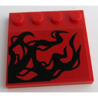 red tile modified 4 x 4 with studs on edge with black tendrils pattern model right side sticker - set 76199