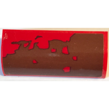 red slope curved 1 x 4 x 1 1 3 with reddish brown mud splotches pattern sticker - set 70907