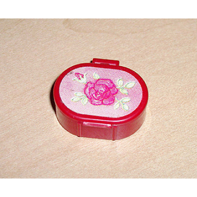 red scala utensil oval case with rose pattern sticker - set 3242