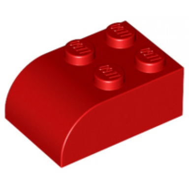 red slope curved 3 x 2 with 4 studs