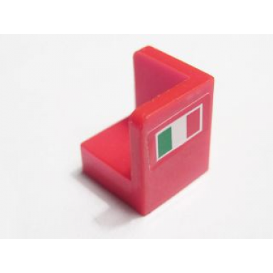 red panel 1 x 1 x 1 corner with italian flag pattern model left side sticker - sets 8142 8362