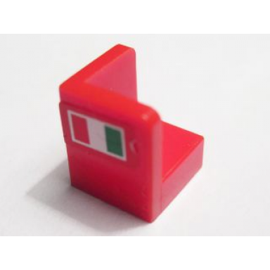 red panel 1 x 1 x 1 corner with italian flag pattern model right sticker - sets 8142 8362