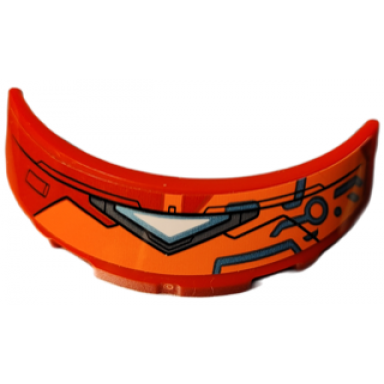 red windscreen 3 x 6 x 1 curved with orange armor plates with black outlines and metallic light blue circuitry pattern sticker - set 76194