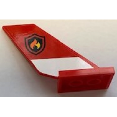 red tail shuttle with fire logo badge on red background and white stripe pattern on both sides stickers - set 60110