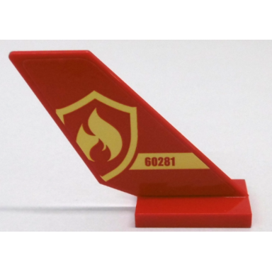 red tail shuttle with 60281 and fire logo pattern on both sides stickers - set 60281