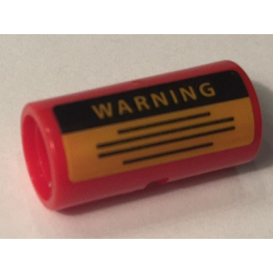red technic pin connector round 2l with slot with warning and yellow rectangle with black lines pattern sticker - set 10274