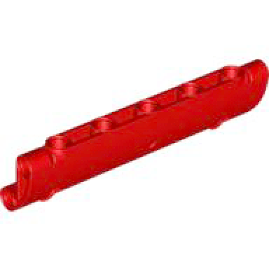 red technic panel curved 11 x 3 with 2 pin holes through panel surface