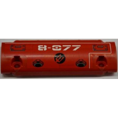 red technic panel curved 11 x 3 with panels trident and white 8-077 pattern left side sticker - set 8077