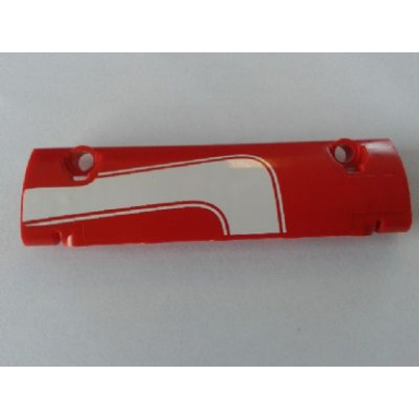 red technic panel curved 11 x 3 with white curved stripe pattern model left side sticker - set 8258