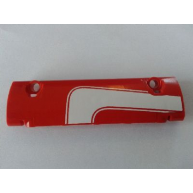red technic panel curved 11 x 3 with white curved stripe pattern model right side sticker - set 8258