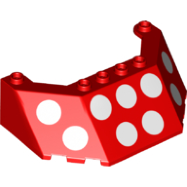 red windscreen 5 x 8 x 2 with white polka dots pattern