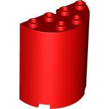 red cylinder half 2 x 4 x 4