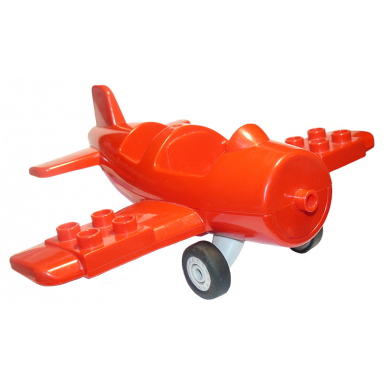 red duplo airplane small with rear cargo bay light bluish gray wheels assembly small propeller pin