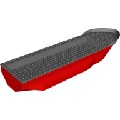 red boat hull unitary 51 x 12 x 6 with side bulges with dark bluish gray top 62791 54101
