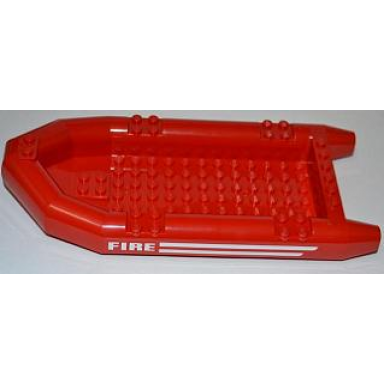 red boat rubber raft large with fire and white stripes pattern on both sides stickers - set 7213