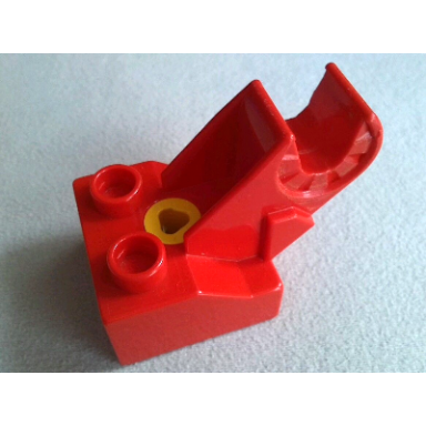 red duplo toolo brick 2 x 2 with angled bracket with clip and screw