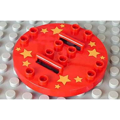 red duplo turntable 6 x 6 with handles and stars pattern