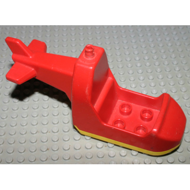 red duplo helicopter body with yellow base