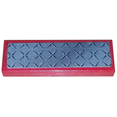 red tile 1 x 3 with silver tread plate fade pattern sticker - set 8195