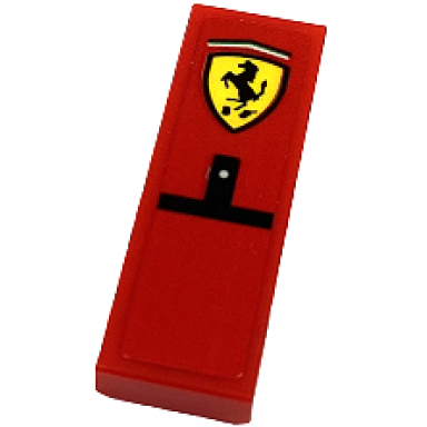 red tile 1 x 3 with ferrari logo and black t-shape pattern sticker - set 76934