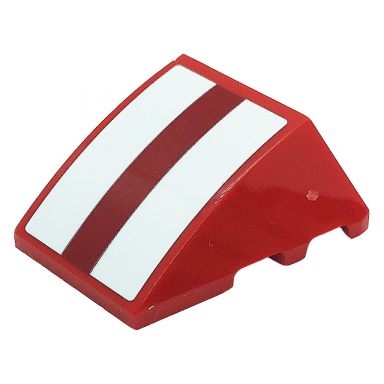 red wedge 4 x 3 triple curved no studs with red and white stripes pattern sticker - set 41685