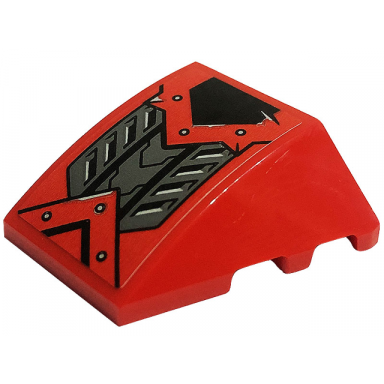 red wedge 4 x 3 triple curved no studs with dark bluish gray metal plates rivets and air vent pattern sticker - set 80033