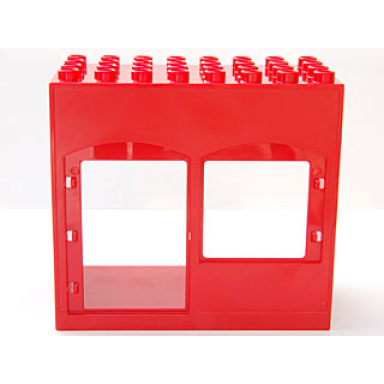 red duplo building 4 x 8 x 6 with front door and window