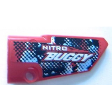 red technic panel fairing 4 small smooth long side b with nitro buggy pattern sticker - set 8048