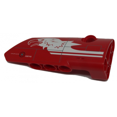 red technic panel fairing 4 small smooth long side b with white eagle head pattern sticker - set 9394