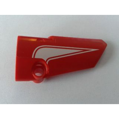 red technic panel fairing 4 small smooth long side b with white curved arrow pattern sticker - set 8258