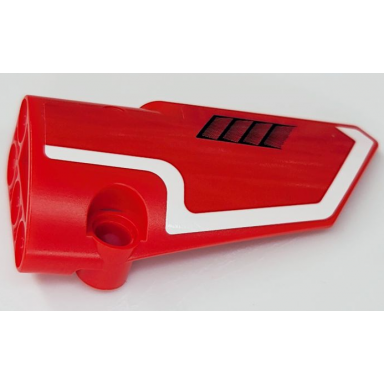 red technic panel fairing 4 small smooth long side b with white stripe and black air vent pattern sticker - set 42075