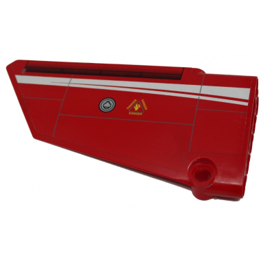 red technic panel fairing 17 large smooth side a with black airplane flaps and danger pattern sticker - set 9394