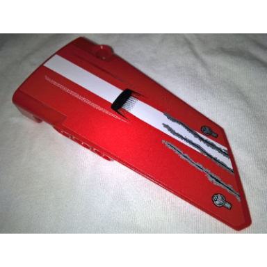 red technic panel fairing 17 large smooth side a with white stripe black air intake and scratches pattern sticker - set 42029