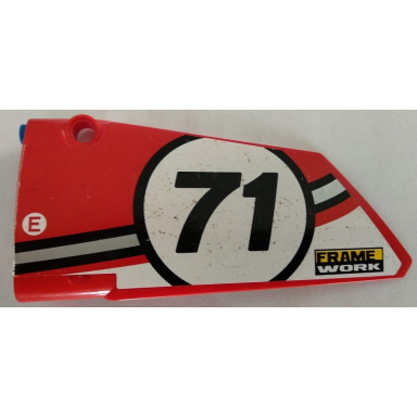 red technic panel fairing 17 large smooth side a with number 71 and frame work pattern sticker - set 42000
