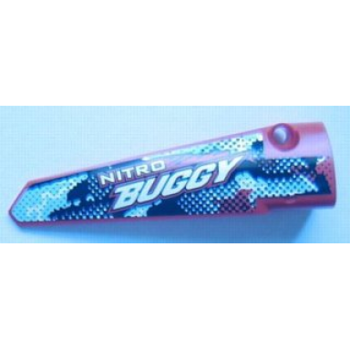 red technic panel fairing 6 long smooth side b with nitro buggy pattern sticker - set 8048