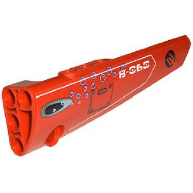 red technic panel fairing 6 long smooth side b with panel vent bubbles and 8-060 pattern sticker - set 8060