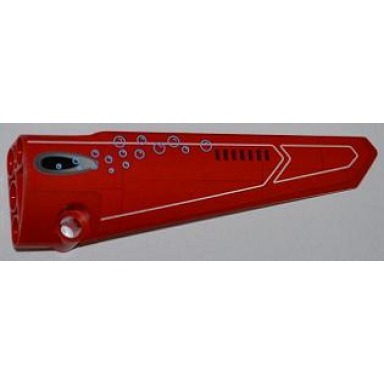 red technic panel fairing 6 long smooth side b with vent hole and bubbles pattern sticker - set 8077