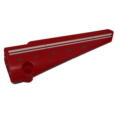 red technic panel fairing 6 long smooth side b with white double line pattern sticker - set 9394