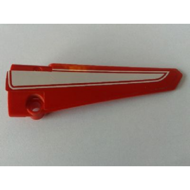 red technic panel fairing 6 long smooth side b with white wide stripe pattern sticker - set 8258