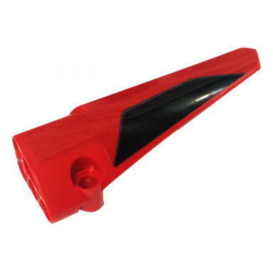 red technic panel fairing 6 long smooth side b with black stripe pattern sticker - set 42107