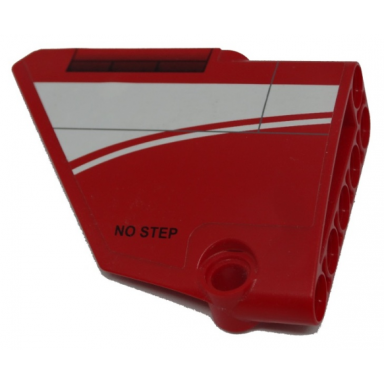 red technic panel fairing 13 large short smooth side a with white curved stripe pattern sticker - set 9394