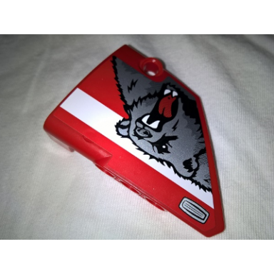 red technic panel fairing 13 large short smooth side a with white stripe roaring bear and door handle pattern sticker - set 42029