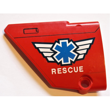 red technic panel fairing 13 large short smooth side a with emt star of life and rescue pattern sticker - set 8068