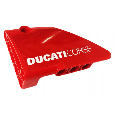 red technic panel fairing 13 large short smooth side a with white ducaticorse pattern sticker - set 42107