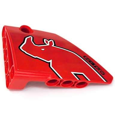 red technic panel fairing 13 large short smooth side a with rhino head outline key texs on black background pattern sticker - sets 8041 42041